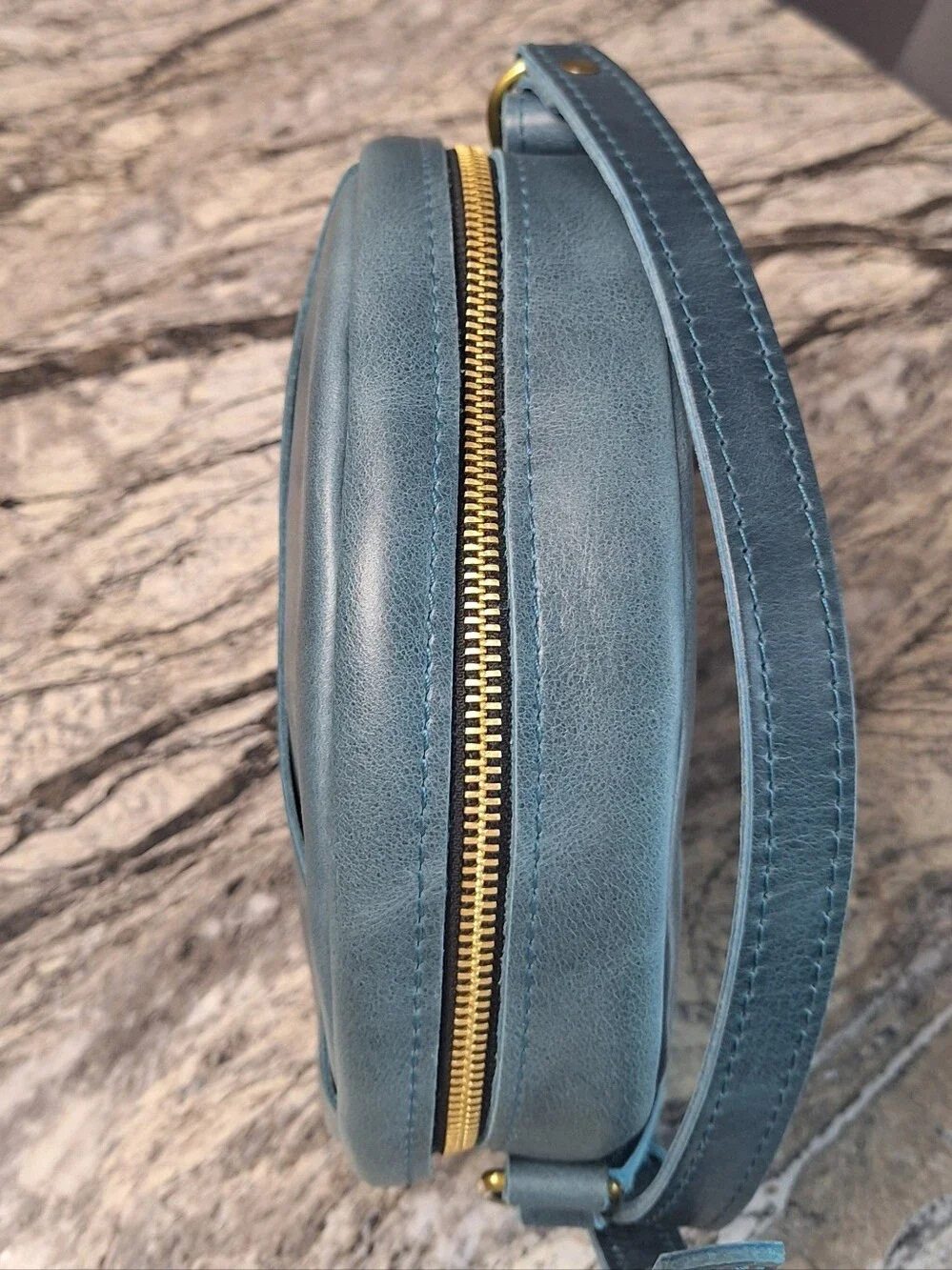 Portland Leather Large Circle Bag, NWOT, Cowboy Jeans